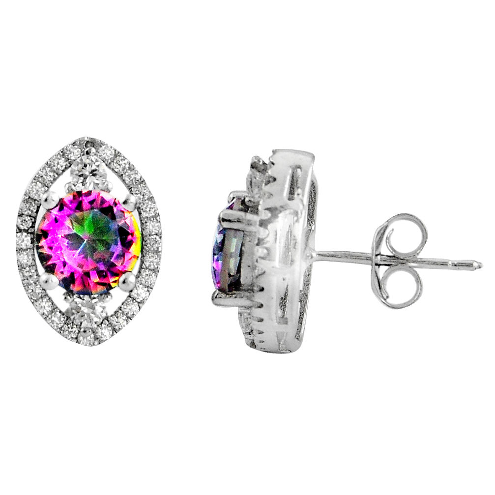 LAB 925 sterling silver 7.00cts multi color rainbow topaz topaz stud earrings c5192