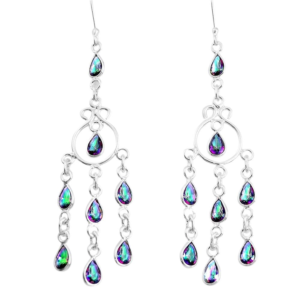 925 sterling silver 14.90cts multicolor rainbow topaz chandelier earrings p39204
