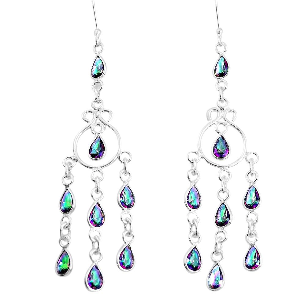 925 sterling silver 14.90cts multicolor rainbow topaz chandelier earrings p39207