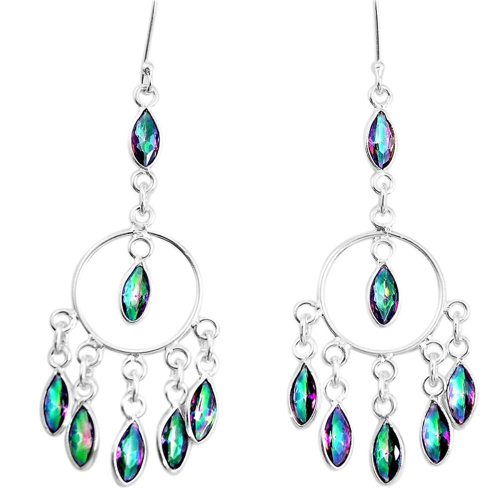 925 sterling silver 15.26cts multicolor rainbow topaz chandelier earrings p39214