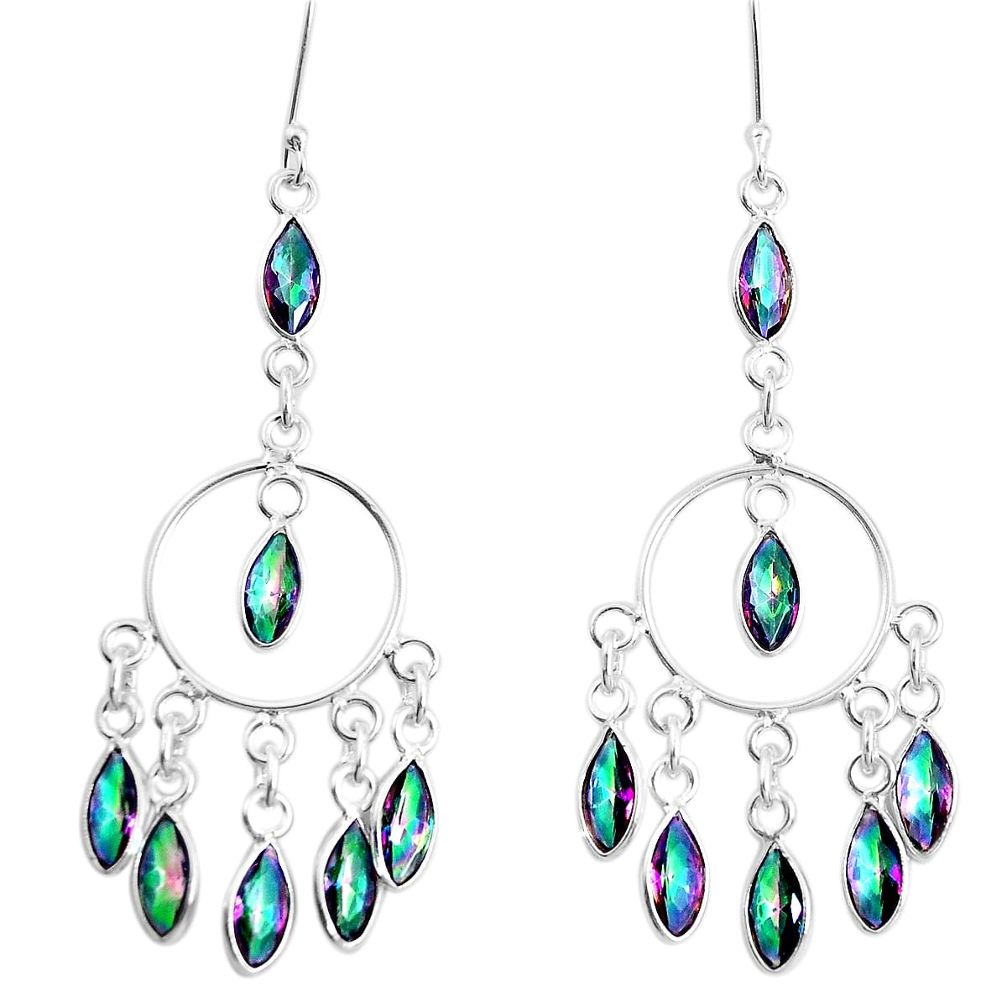 925 sterling silver 17.46cts multicolor rainbow topaz chandelier earrings p60564