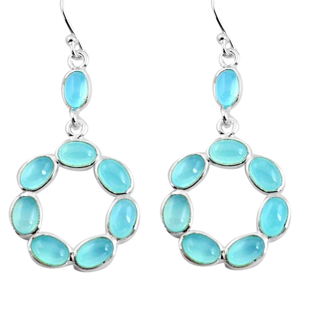 925 sterling silver 14.27cts natural aqua chalcedony dangle earrings p88384