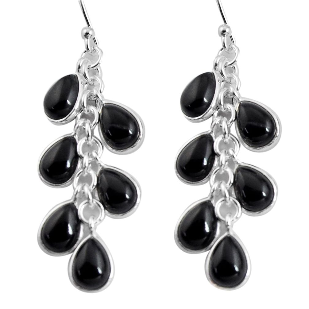 925 sterling silver 15.89cts natural black onyx chandelier earrings p90024