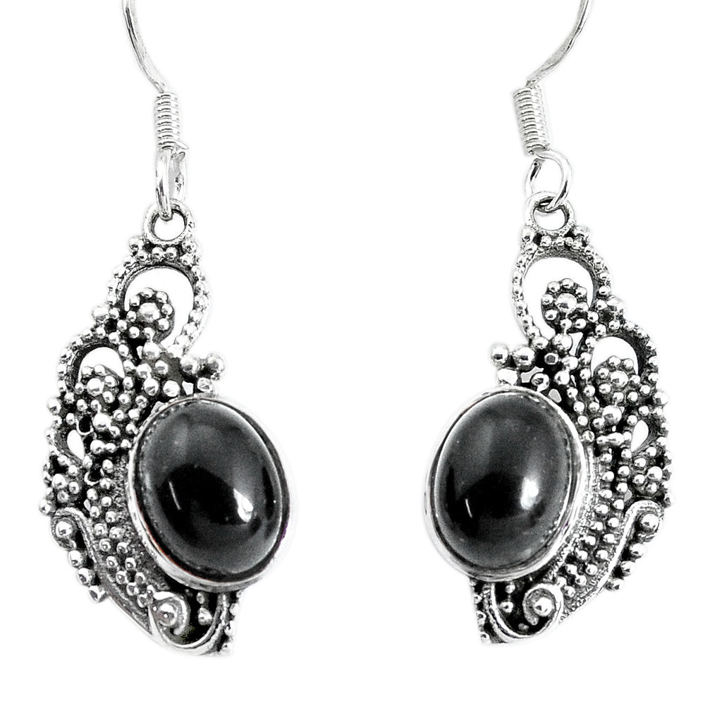 925 sterling silver 6.54cts natural black onyx dangle earrings jewelry p34411