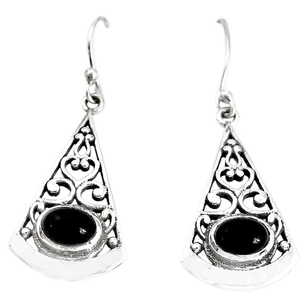 925 sterling silver 3.52cts natural black onyx dangle earrings jewelry p34414