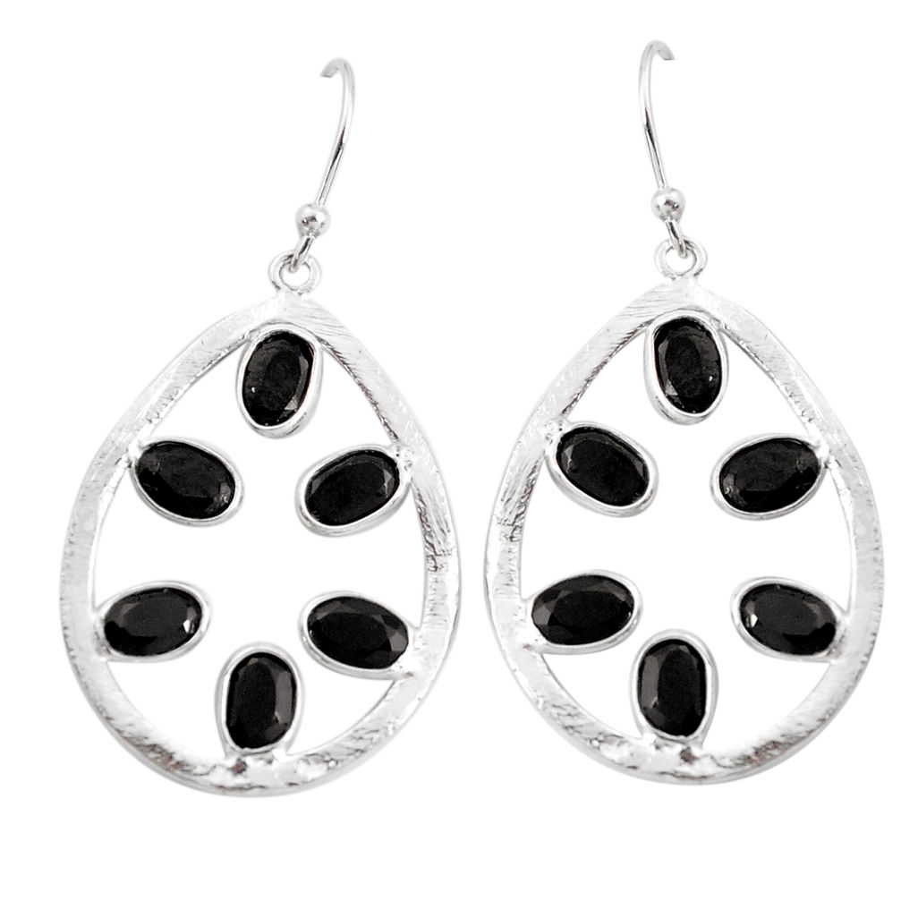 925 sterling silver 9.44cts natural black onyx dangle earrings jewelry p43795