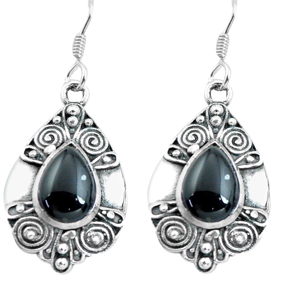 925 sterling silver 5.83cts natural black onyx dangle earrings jewelry p65044