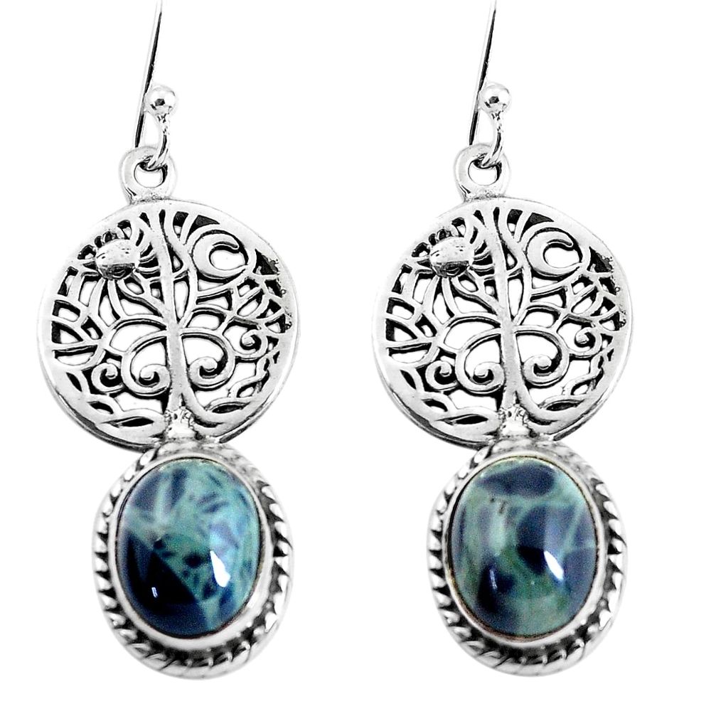 925 sterling silver 8.54cts natural black toad eye tree of life earrings p54844