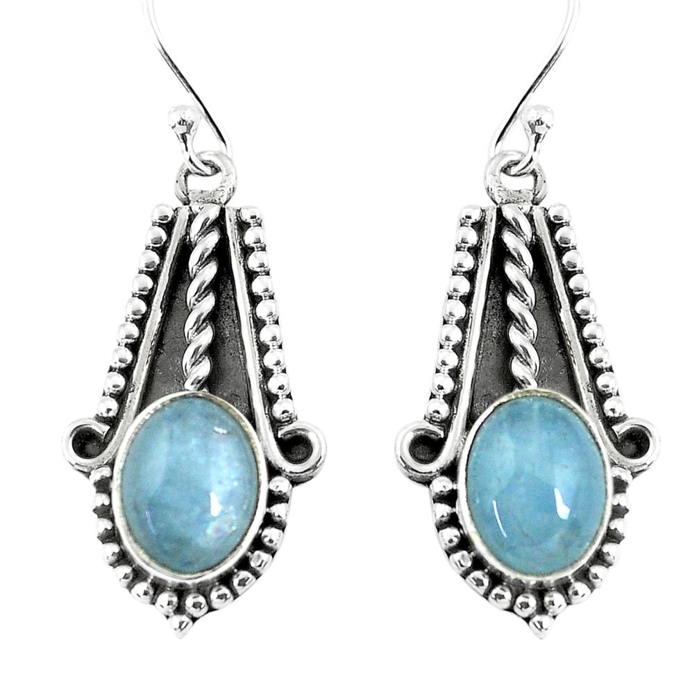 925 sterling silver 6.04cts natural blue aquamarine dangle earrings p52810