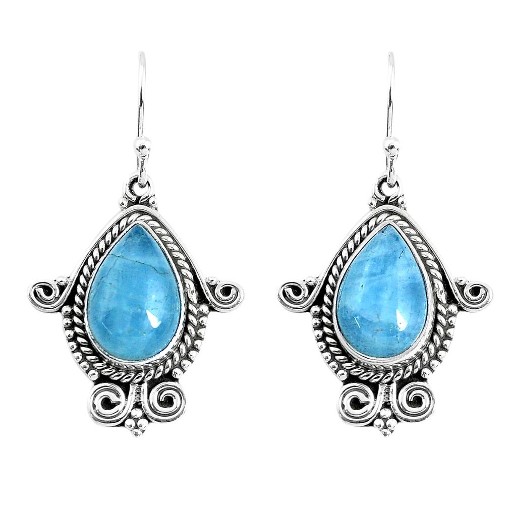 925 sterling silver 8.22cts natural blue aquamarine dangle earrings p52864