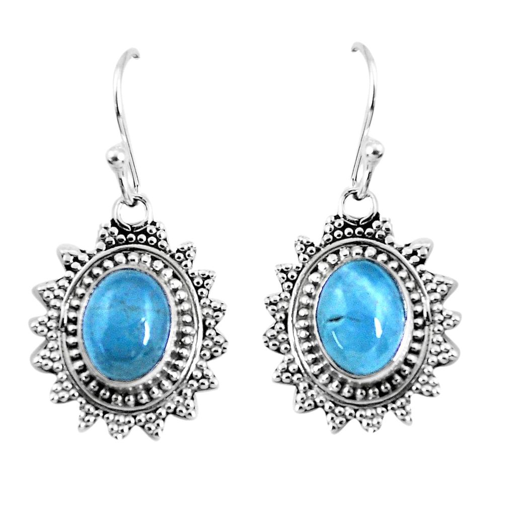 925 sterling silver 6.10cts natural blue aquamarine dangle earrings p52917