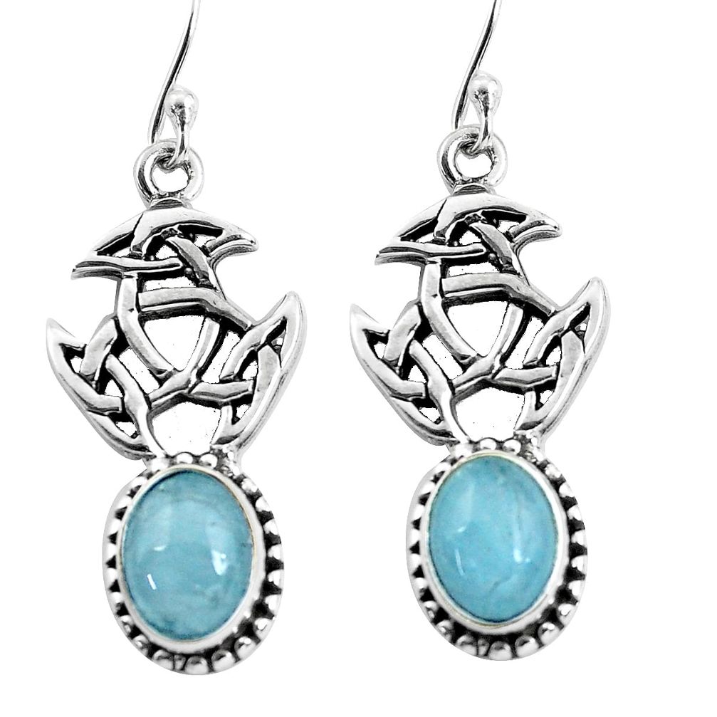 925 sterling silver 6.33cts natural blue aquamarine dangle earrings p60778