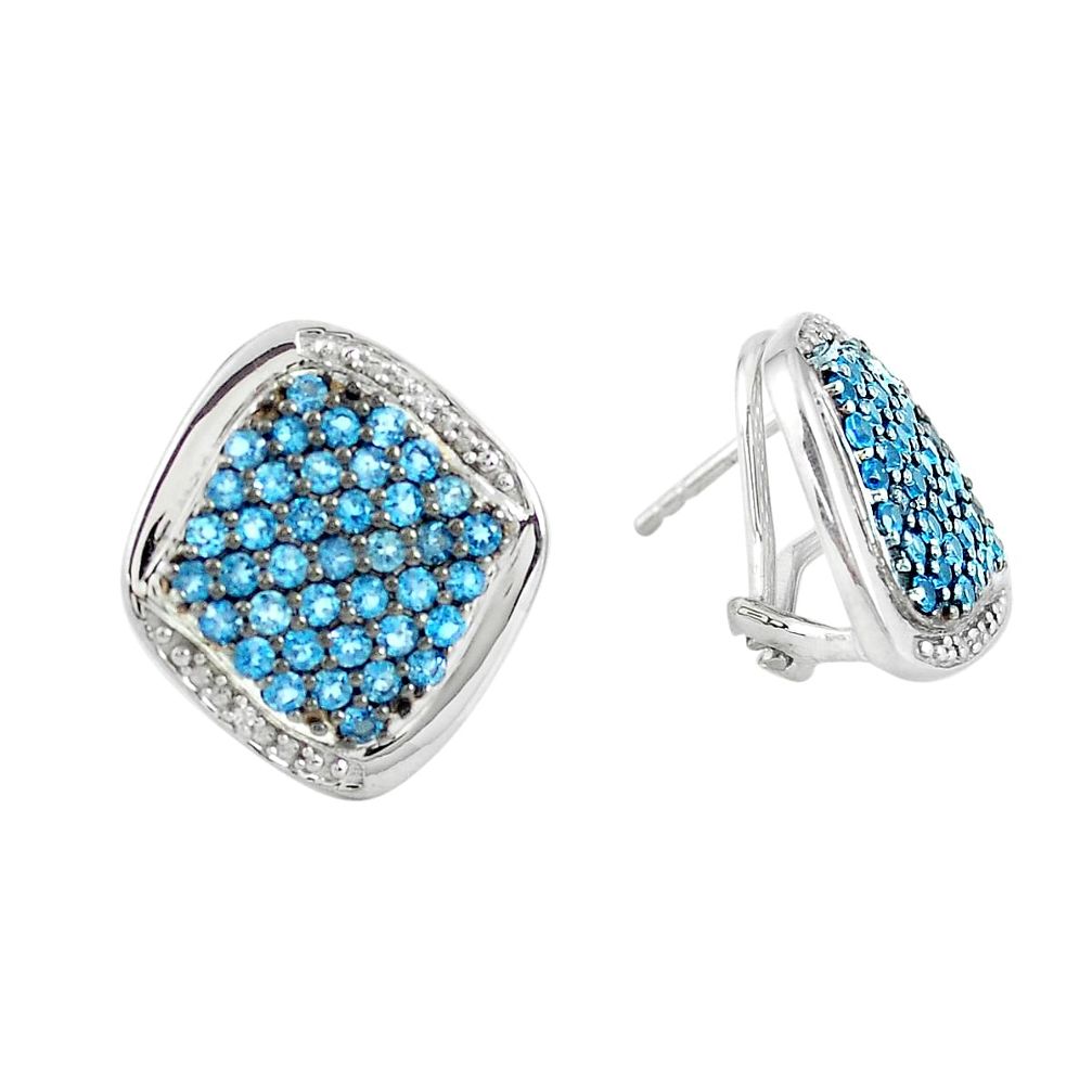 925 sterling silver 9.23cts natural blue diamond earrings jewelry c3956