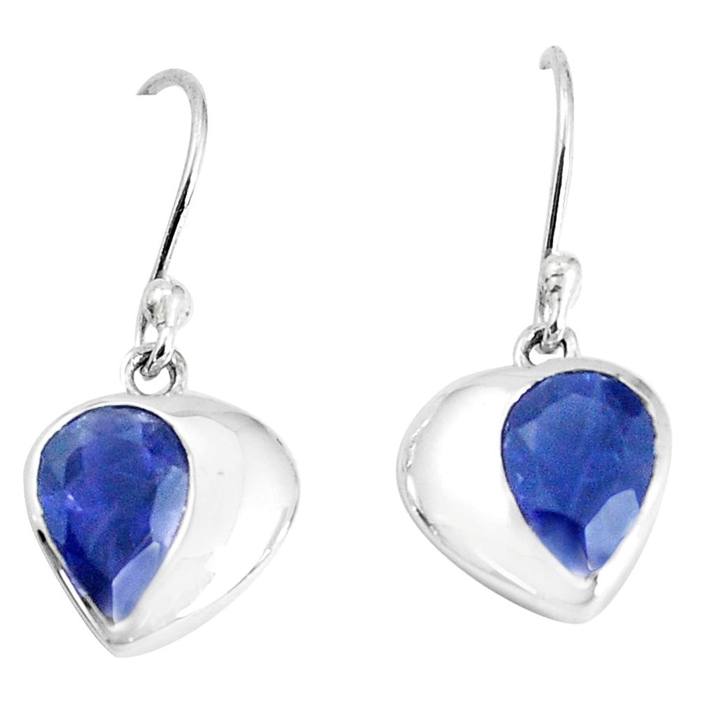 925 sterling silver 4.34cts natural blue iolite dangle earrings jewelry p36726