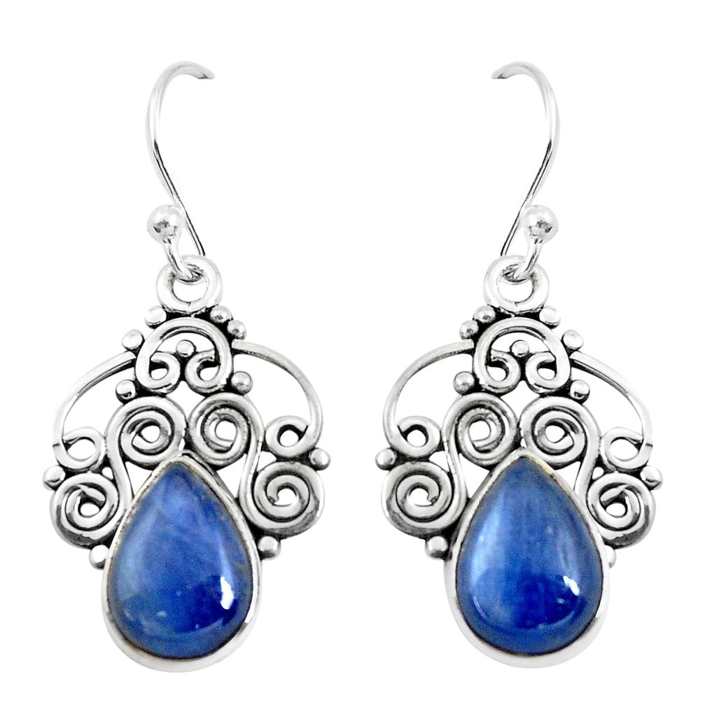 925 sterling silver 6.57cts natural blue kyanite dangle earrings jewelry p52288