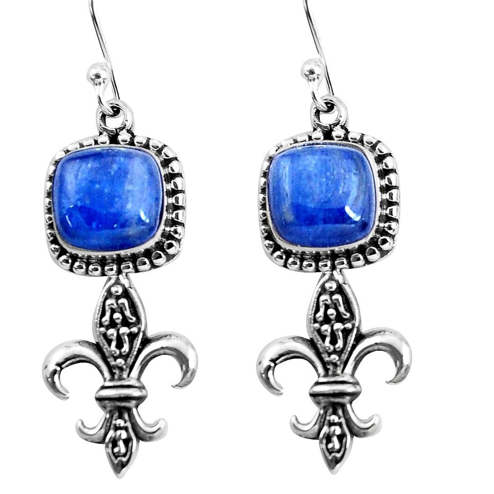 925 sterling silver 7.66cts natural blue kyanite dangle earrings jewelry p60792