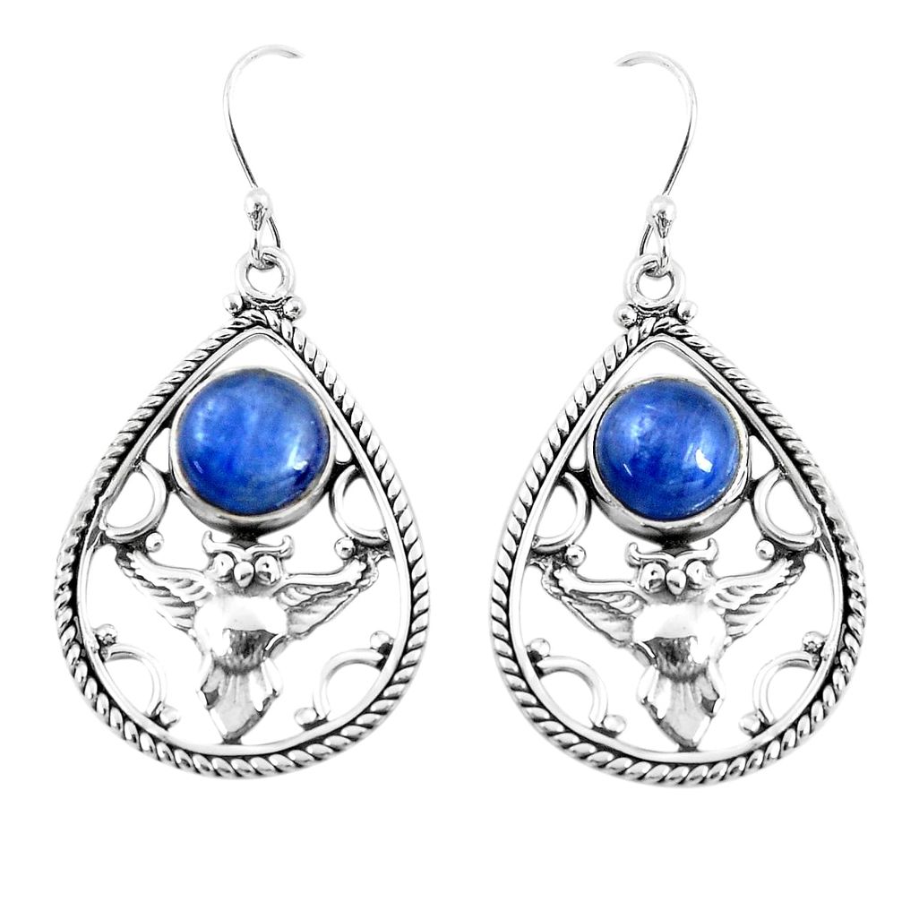 925 sterling silver 7.02cts natural blue kyanite owl earrings jewelry p52055