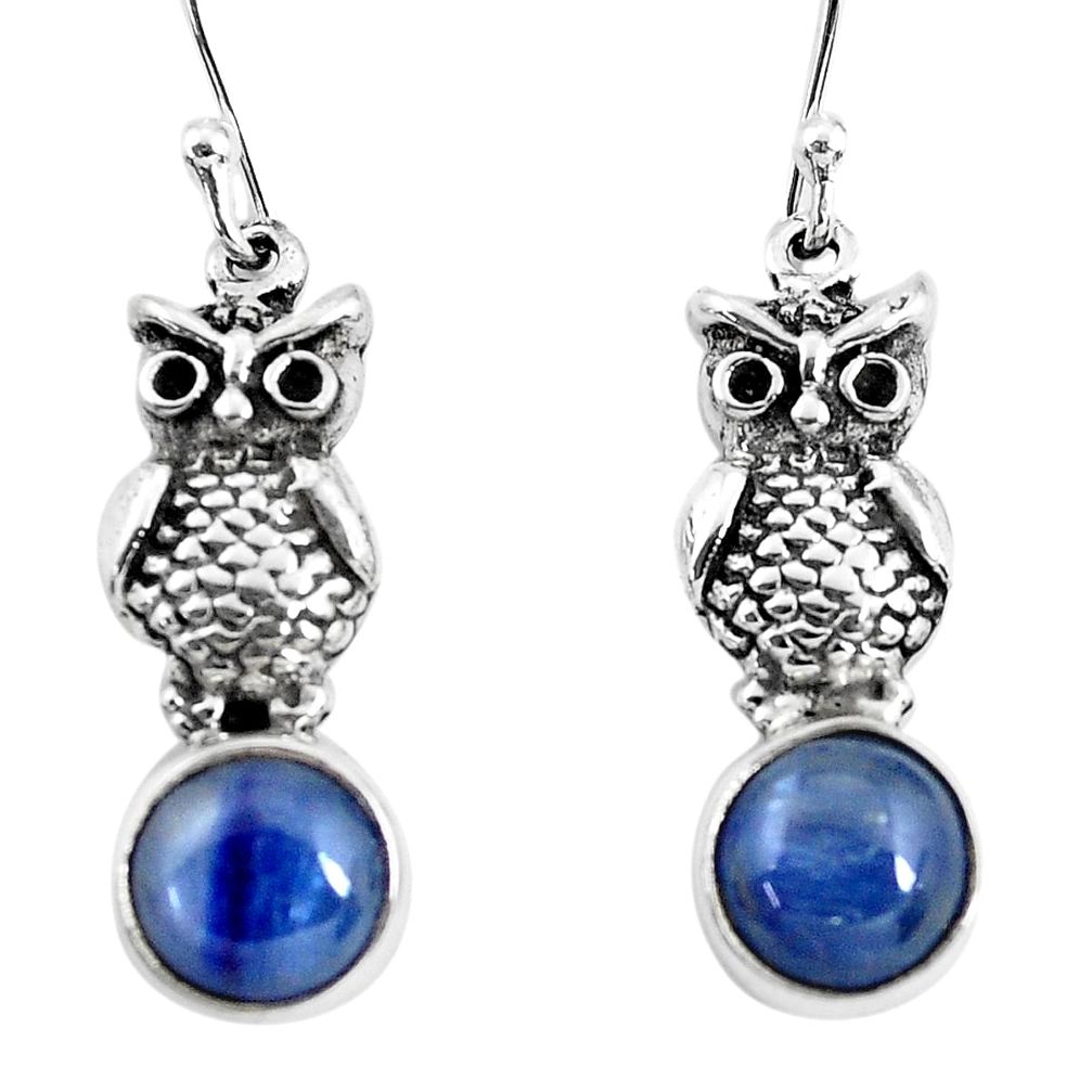 925 sterling silver 5.38cts natural blue kyanite owl earrings jewelry p54963
