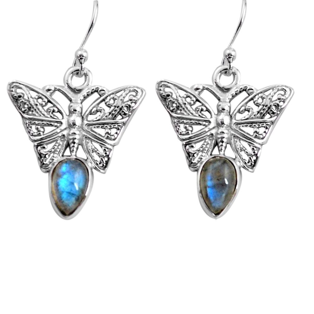 925 sterling silver 2.20cts natural blue labradorite butterfly earrings p84893