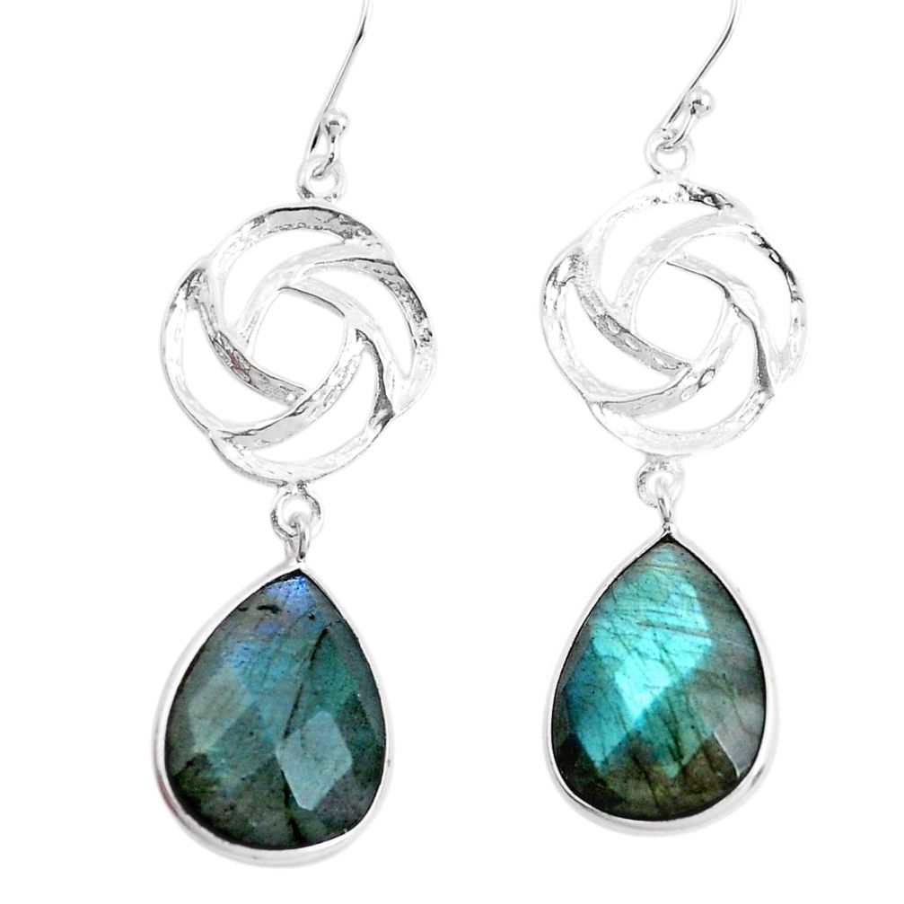 925 sterling silver 20.92cts natural blue labradorite dangle earrings p43540