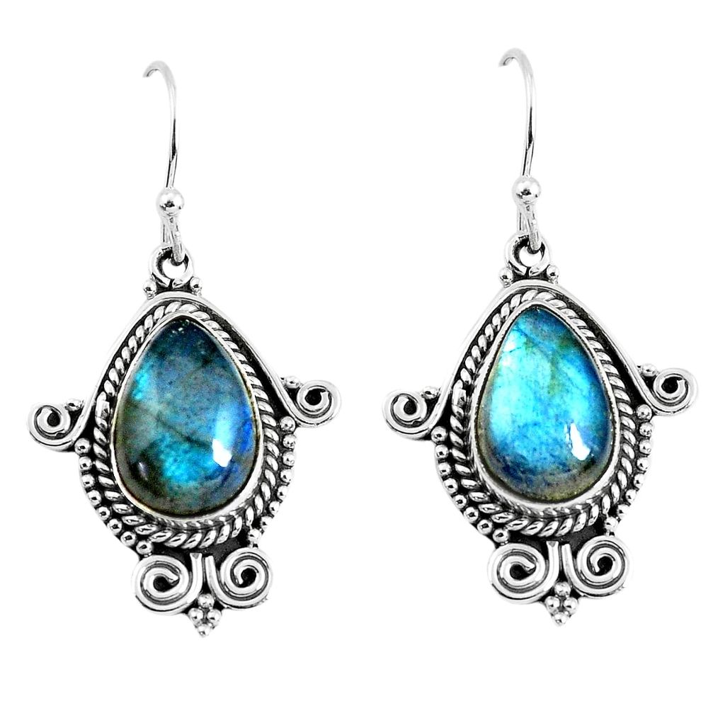 925 sterling silver 8.54cts natural blue labradorite dangle earrings p52880