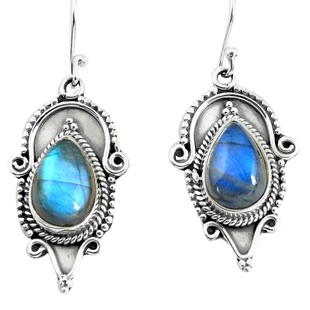 925 sterling silver 9.42cts natural blue labradorite dangle earrings p58204