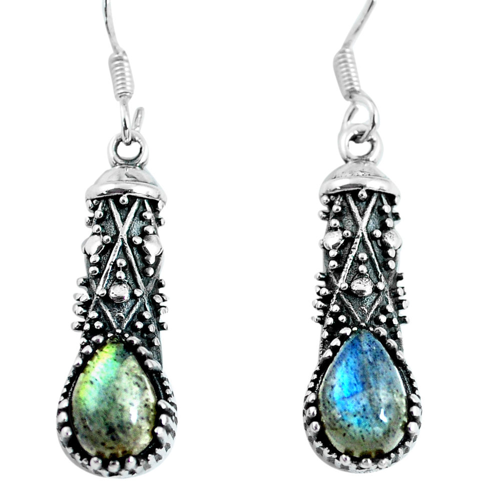925 sterling silver 4.69cts natural blue labradorite dangle earrings p63998