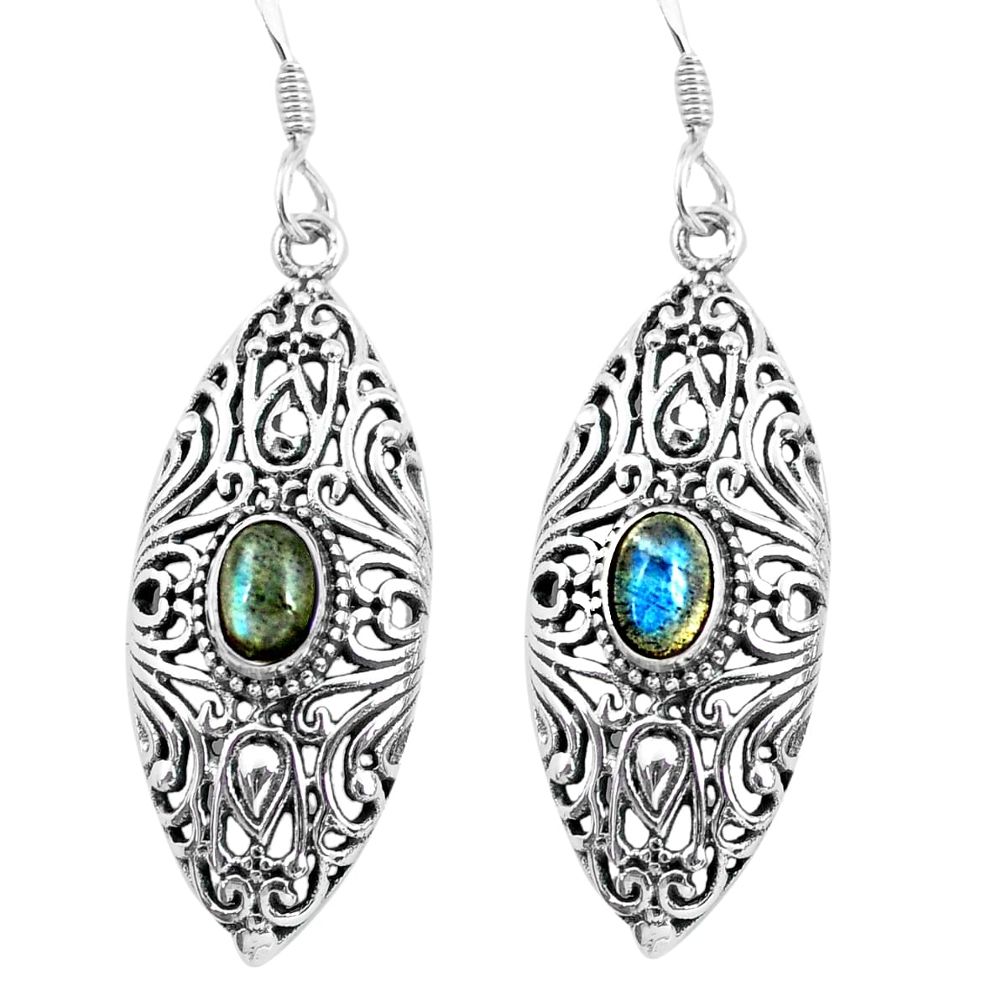 925 sterling silver 3.41cts natural blue labradorite dangle earrings p64871