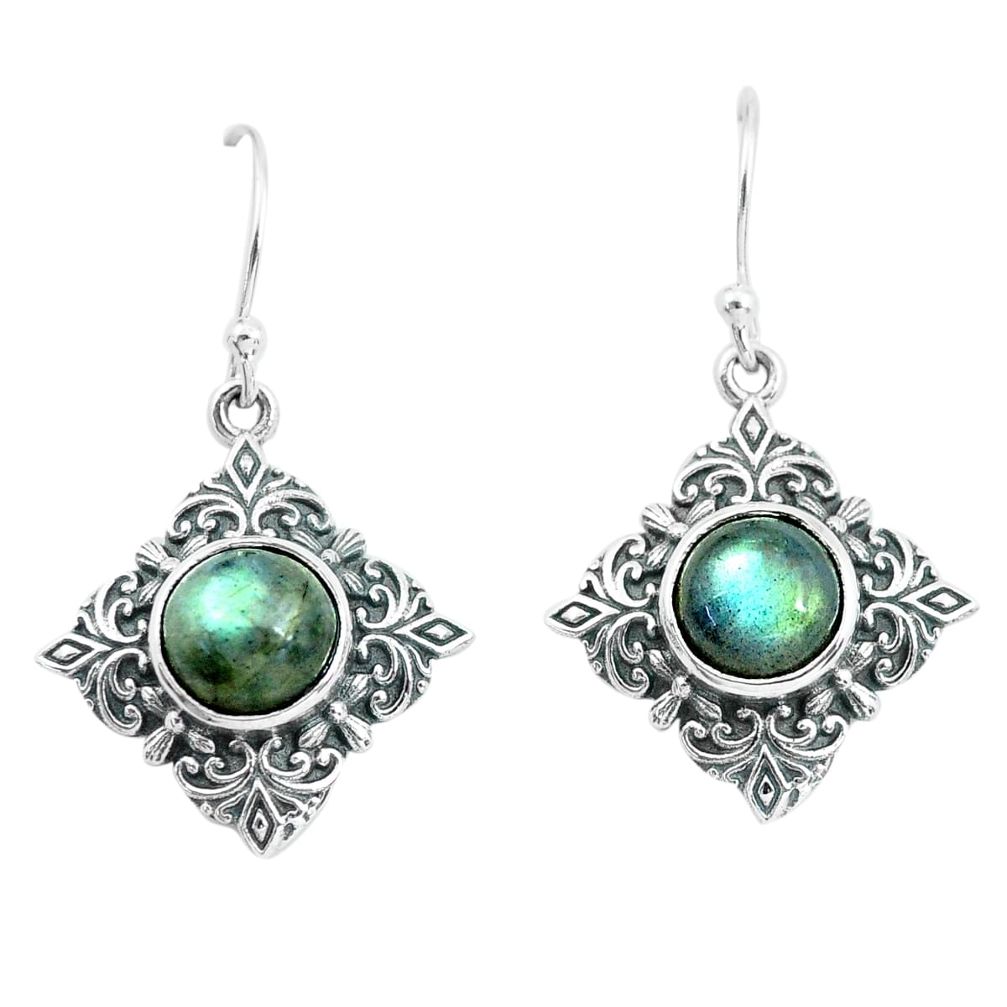 925 sterling silver 7.07cts natural blue labradorite dangle earrings p65020