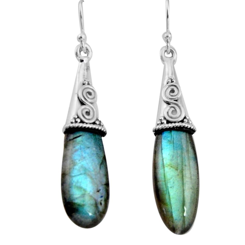 925 sterling silver 18.98cts natural blue labradorite dangle earrings p89710
