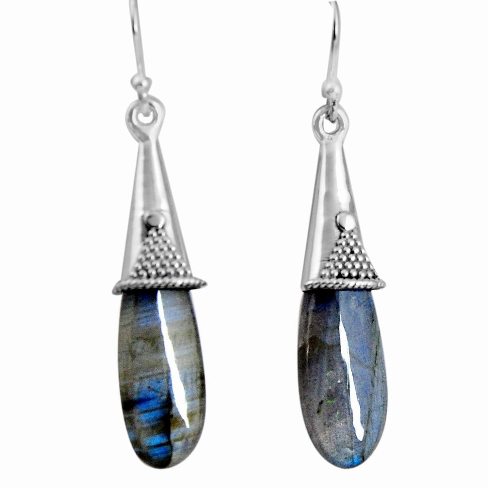 925 sterling silver 15.36cts natural blue labradorite dangle earrings p89724