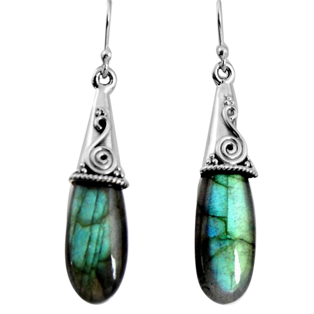 925 sterling silver 16.90cts natural blue labradorite dangle earrings p89730