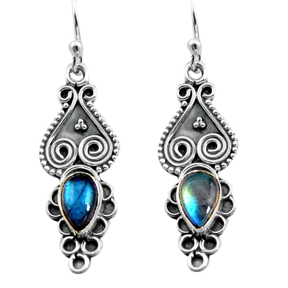 925 sterling silver 3.29cts natural blue labradorite dangle earrings p91344