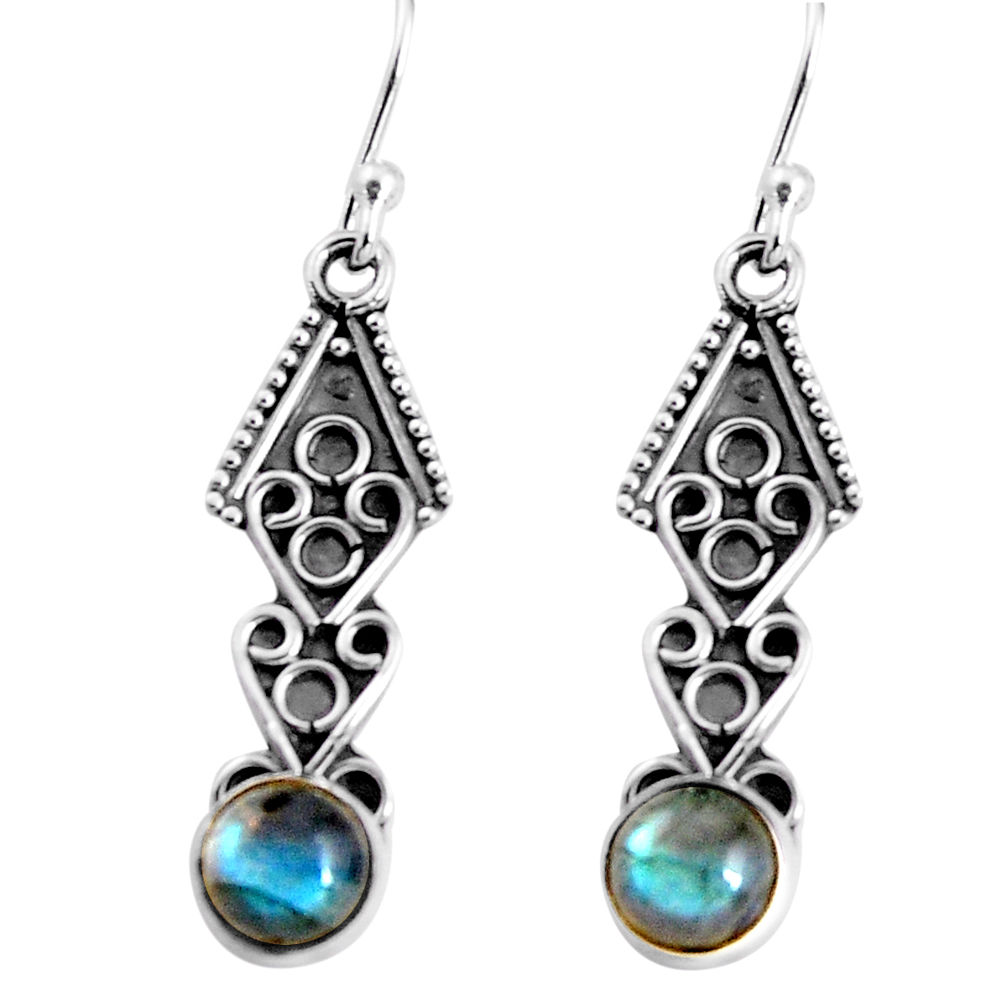 925 sterling silver 2.60cts natural blue labradorite dangle earrings p91394