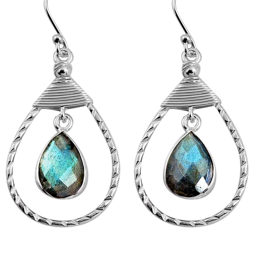 925 sterling silver 7.08cts natural blue labradorite dangle earrings p92496