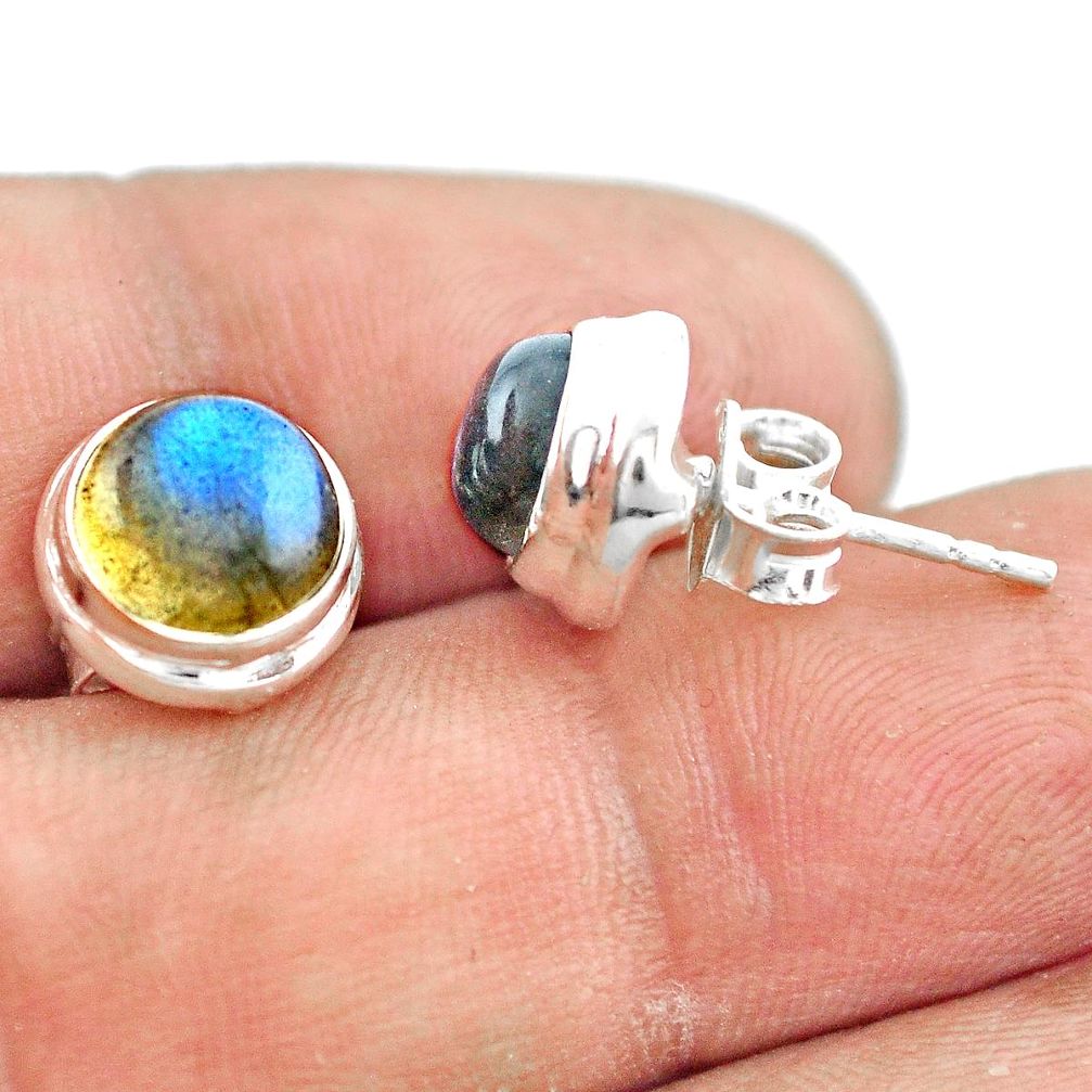 925 sterling silver 6.52cts natural blue labradorite stud earrings p74628
