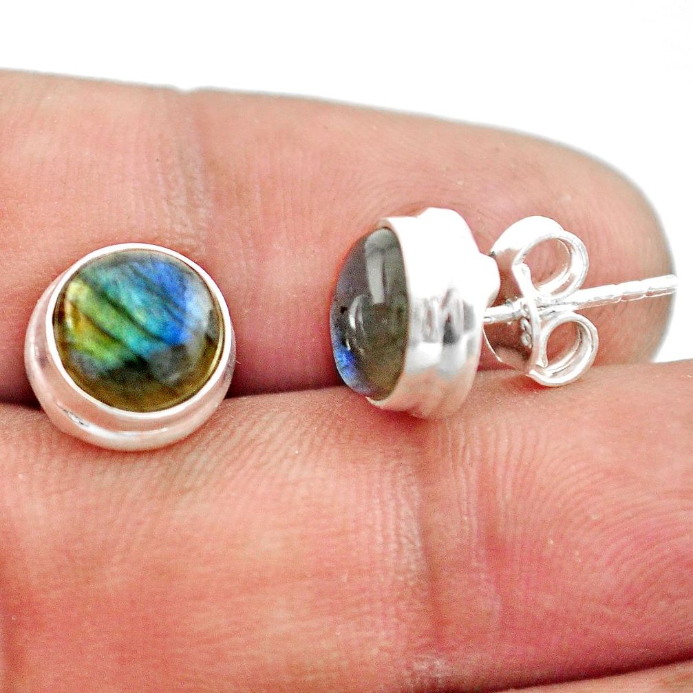 925 sterling silver 6.61cts natural blue labradorite stud earrings p74632