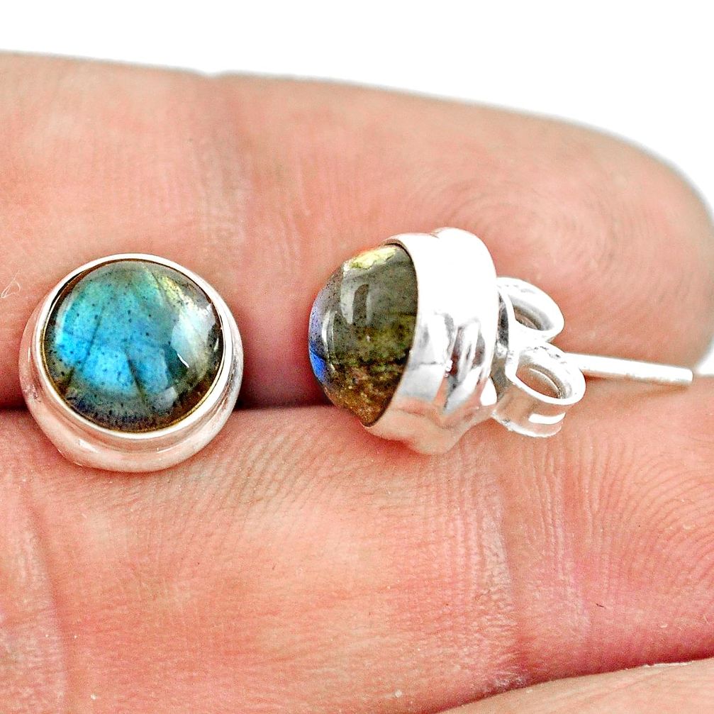 925 sterling silver 6.27cts natural blue labradorite stud earrings p74635