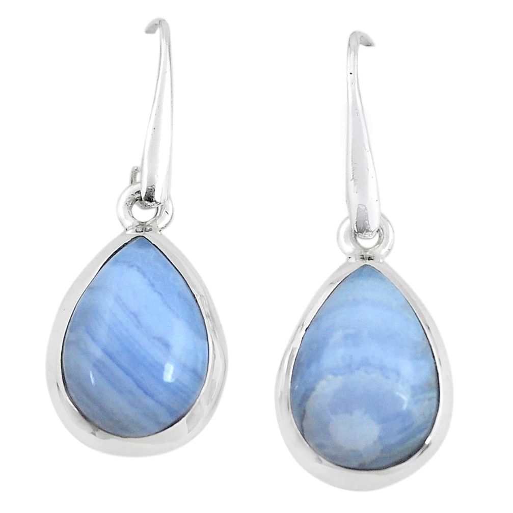 925 sterling silver 11.64cts natural blue lace agate dangle earrings p50990