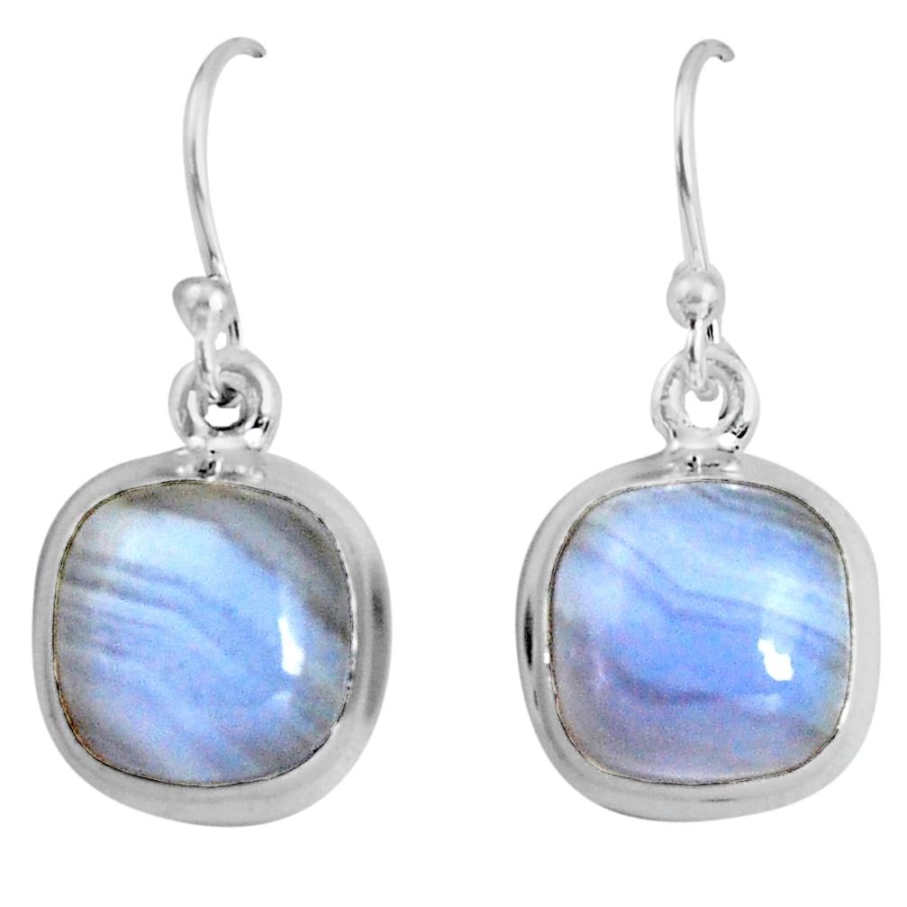 925 sterling silver 9.37cts natural blue lace agate dangle earrings p89313
