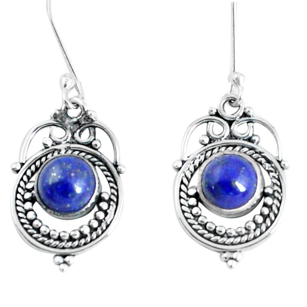 925 sterling silver 4.22cts natural blue lapis lazuli dangle earrings d31672