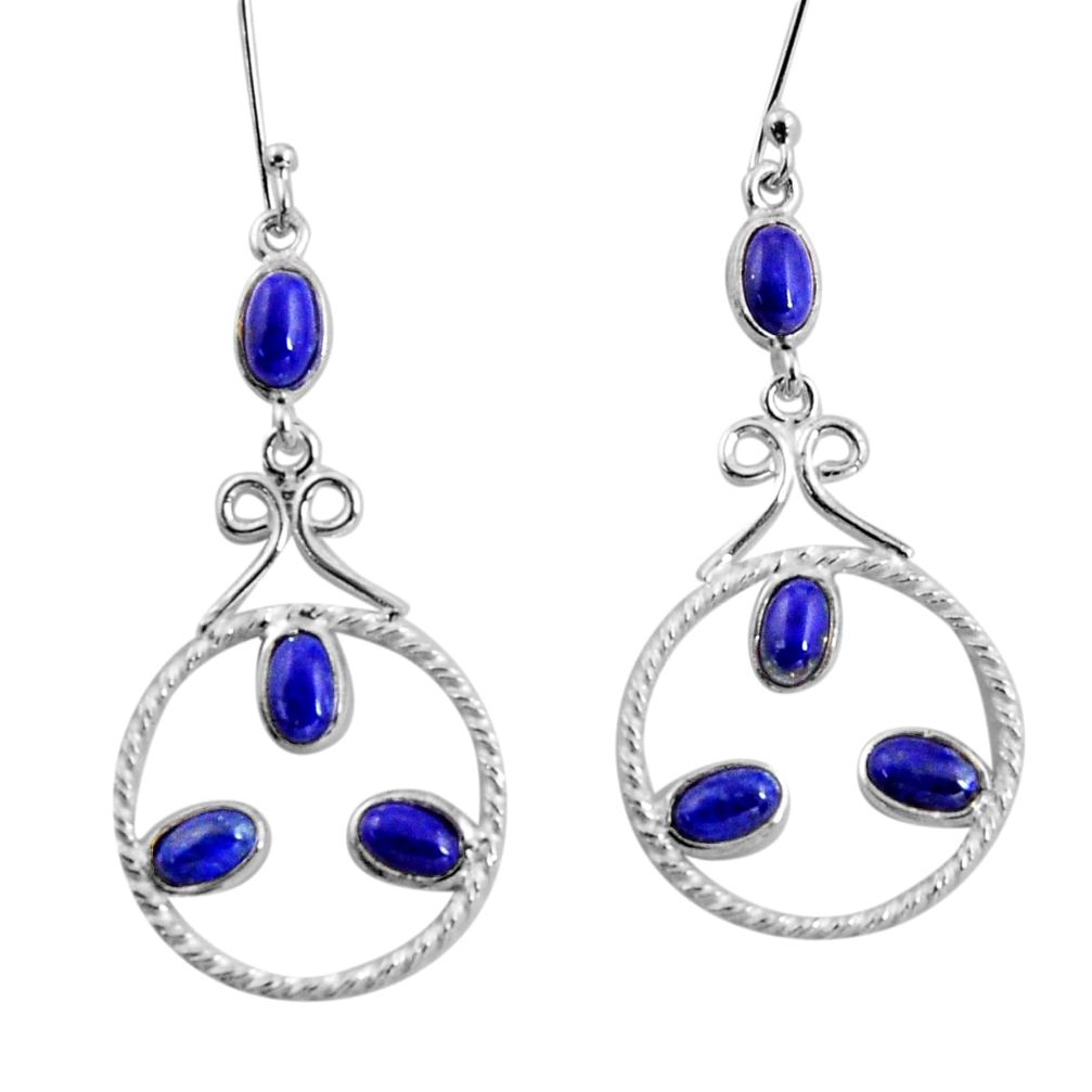 925 sterling silver 9.61cts natural blue lapis lazuli dangle earrings d32464