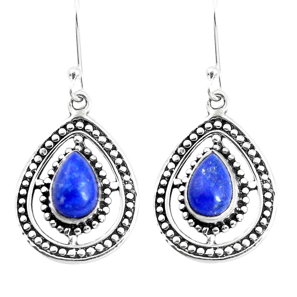 925 sterling silver 5.31cts natural blue lapis lazuli dangle earrings p39311