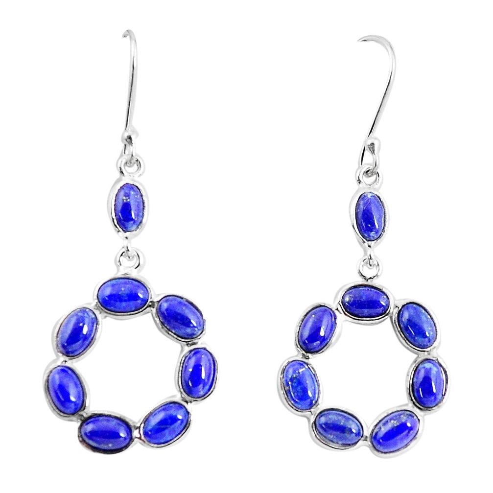 925 sterling silver 12.54cts natural blue lapis lazuli dangle earrings p56908