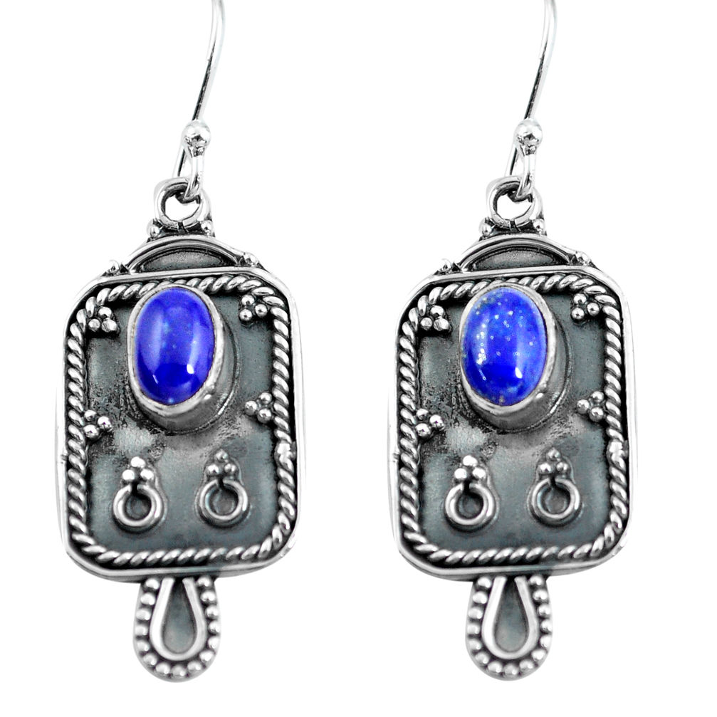 925 sterling silver 3.62cts natural blue lapis lazuli dangle earrings p60820