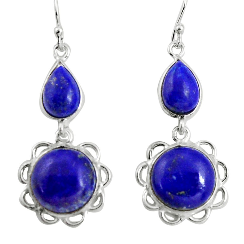 925 sterling silver 18.14cts natural blue lapis lazuli dangle earrings p89284
