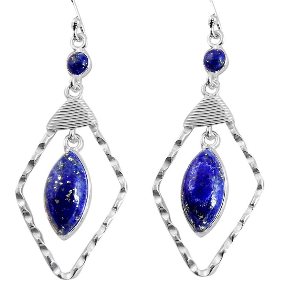 925 sterling silver 14.23cts natural blue lapis lazuli dangle earrings p90011