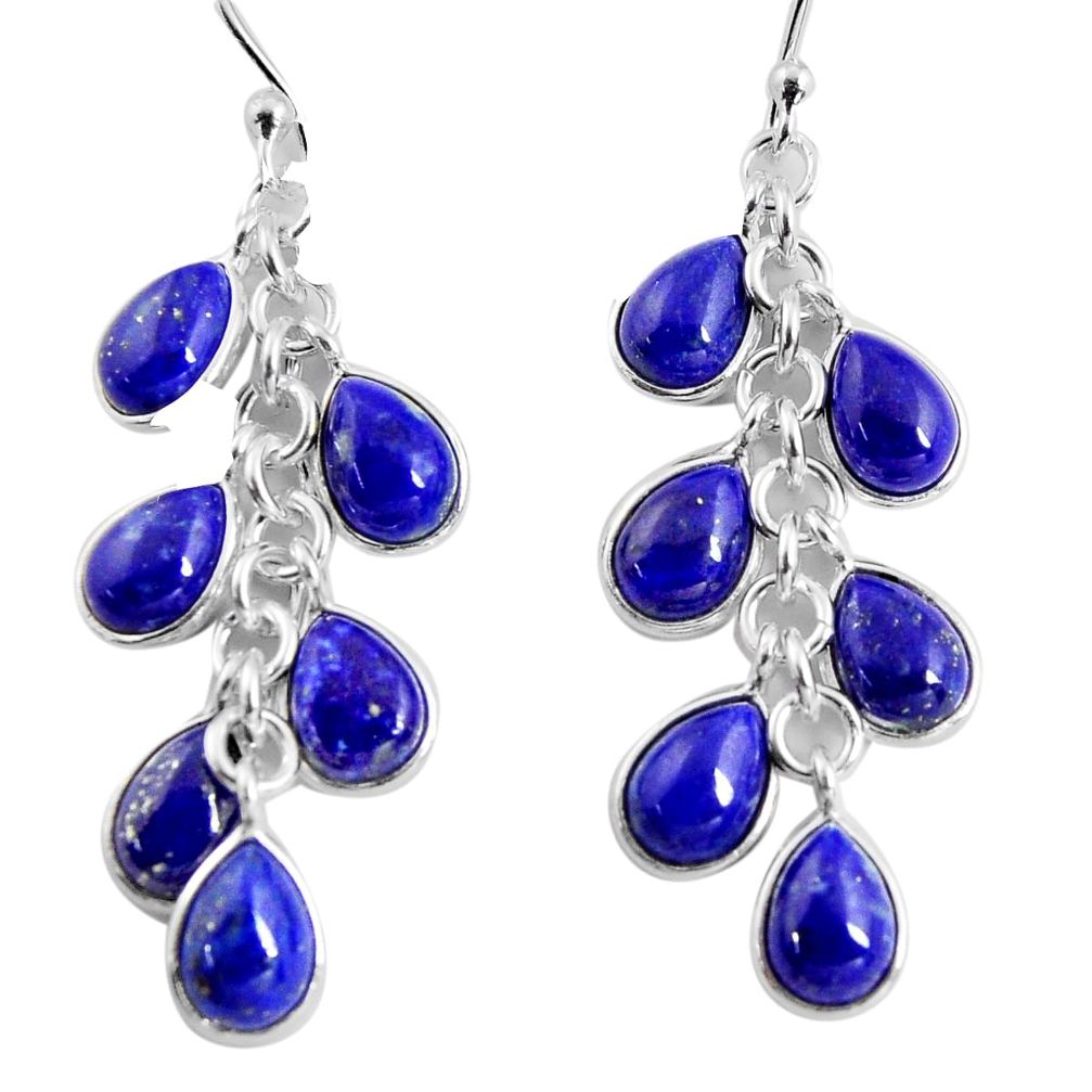 925 sterling silver 14.73cts natural blue lapis lazuli dangle earrings p91524