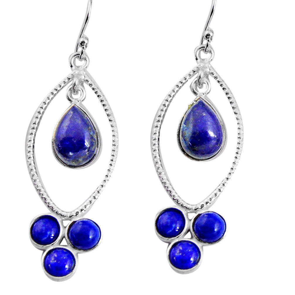 925 sterling silver 10.41cts natural blue lapis lazuli dangle earrings p91538