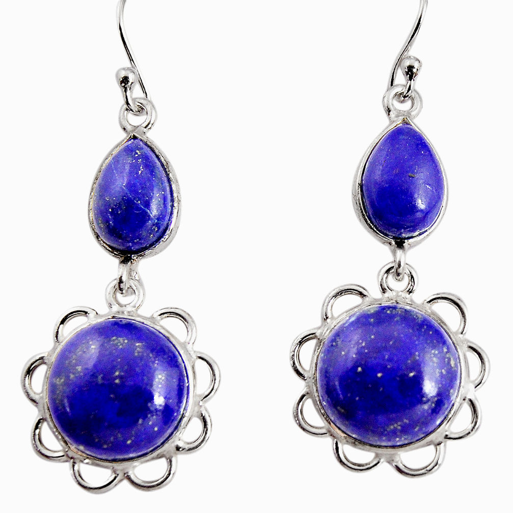 925 sterling silver 16.86cts natural blue lapis lazuli dangle earrings p91571